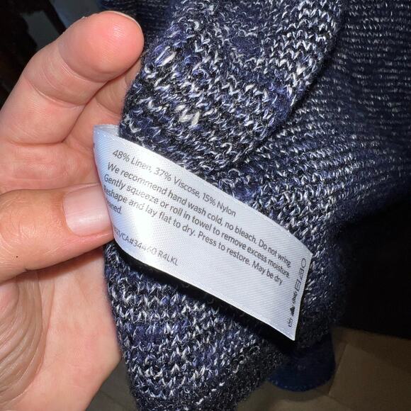 Eileen Fisher Size Medium Cardigan Open Front Karma Linen Blend Blue - Picture 8 of 8